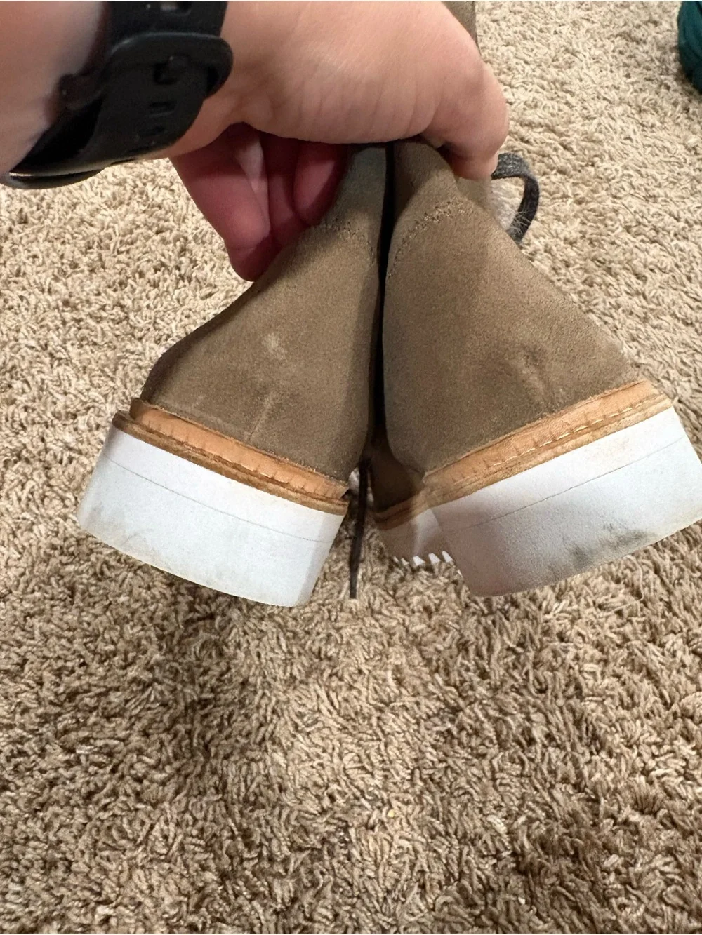 Johnston and Murphy Suede Taupe Fur Lined Boots 8